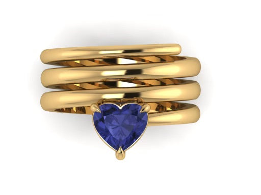Blue Jean Spiral Heart Pinky Ring