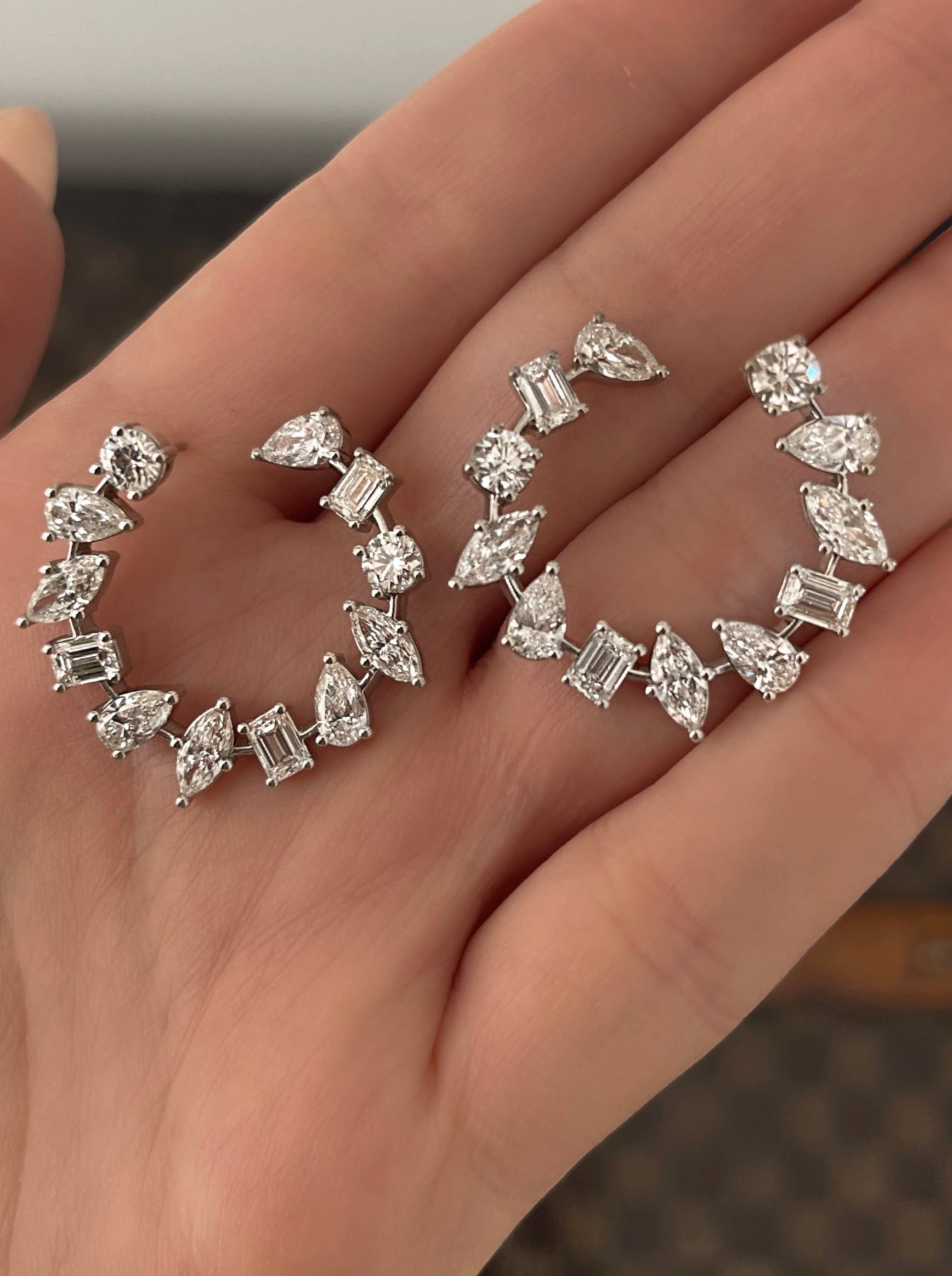 GIA Certified Mixed Shape Open Face Hoops
