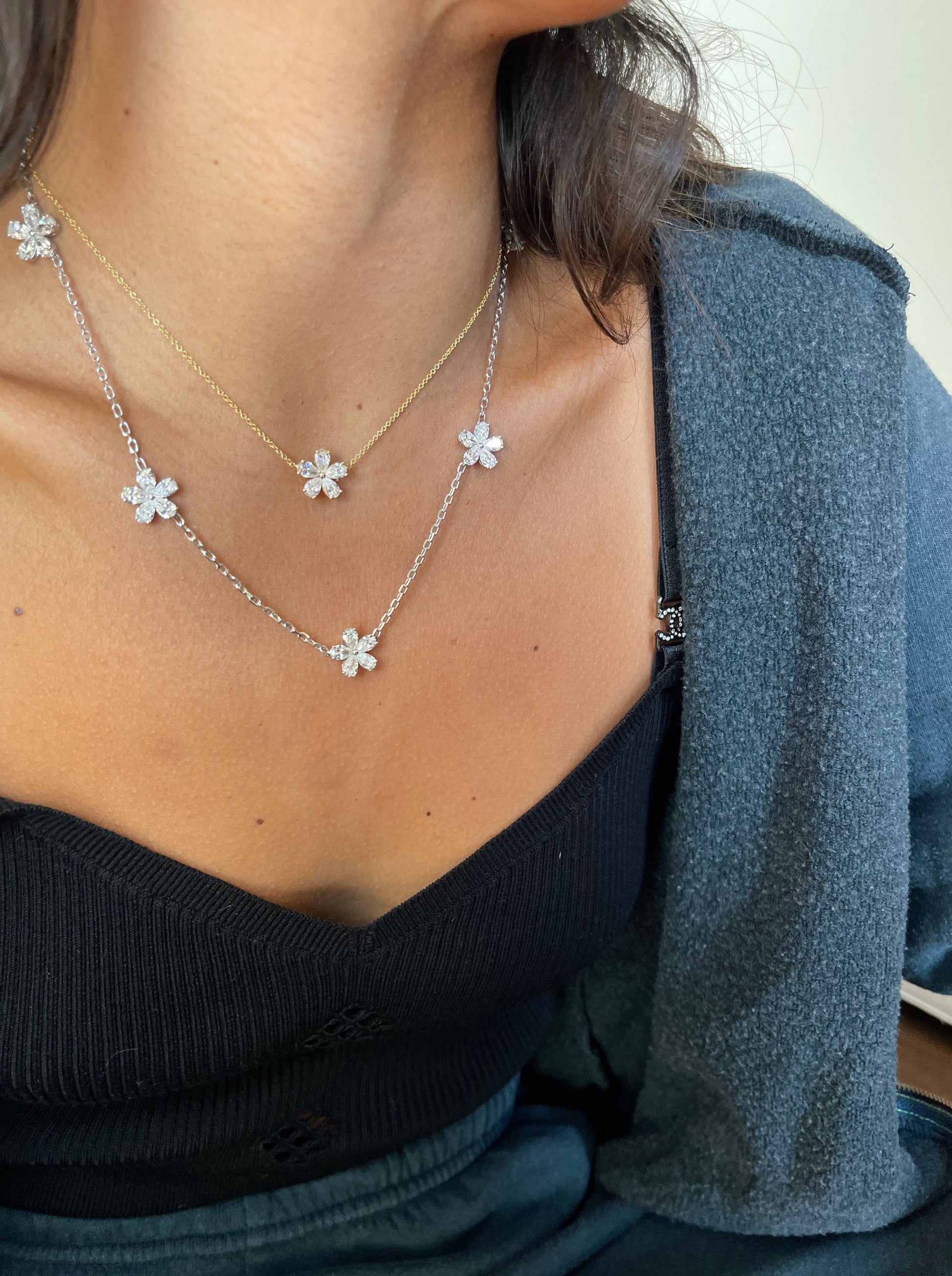 GIA Certified Forget-Me-Not Diamond Necklace