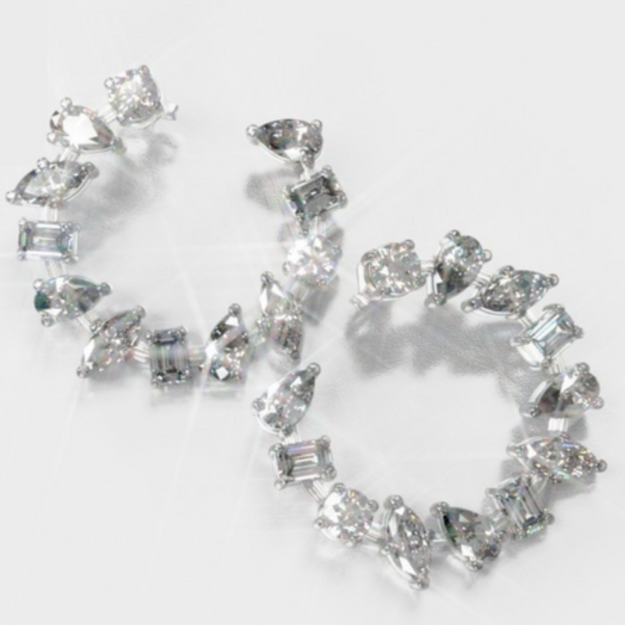 GIA Certified Mixed Shape Open Face Hoops