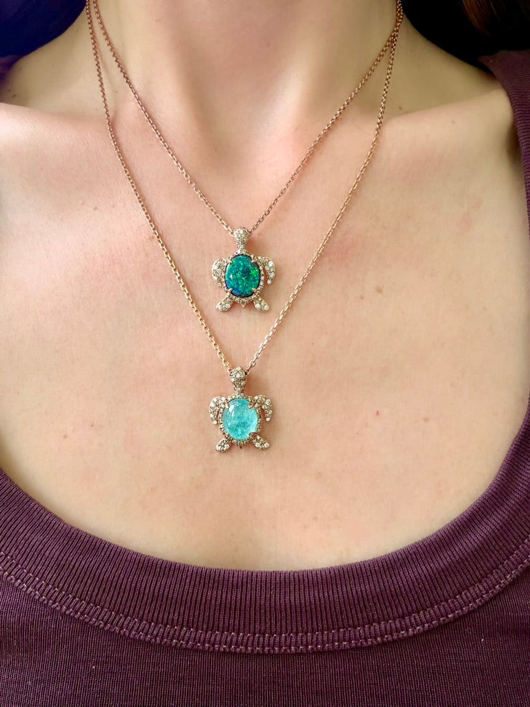 *NEW* 2.31CT Black Opal Turtle Pendant