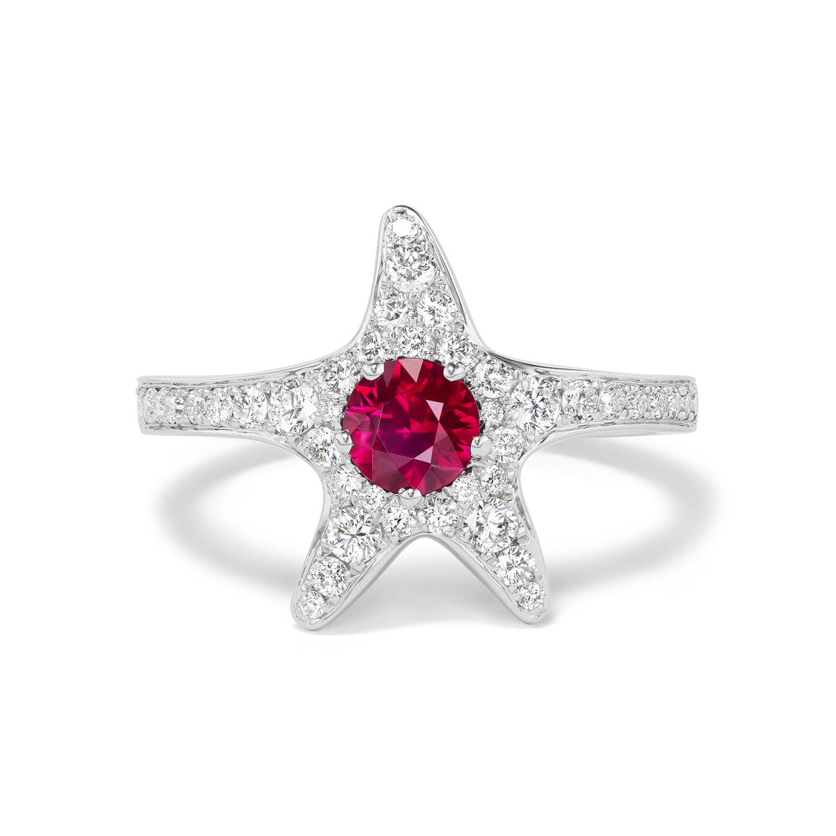 Burmese Ruby Starfish Ring