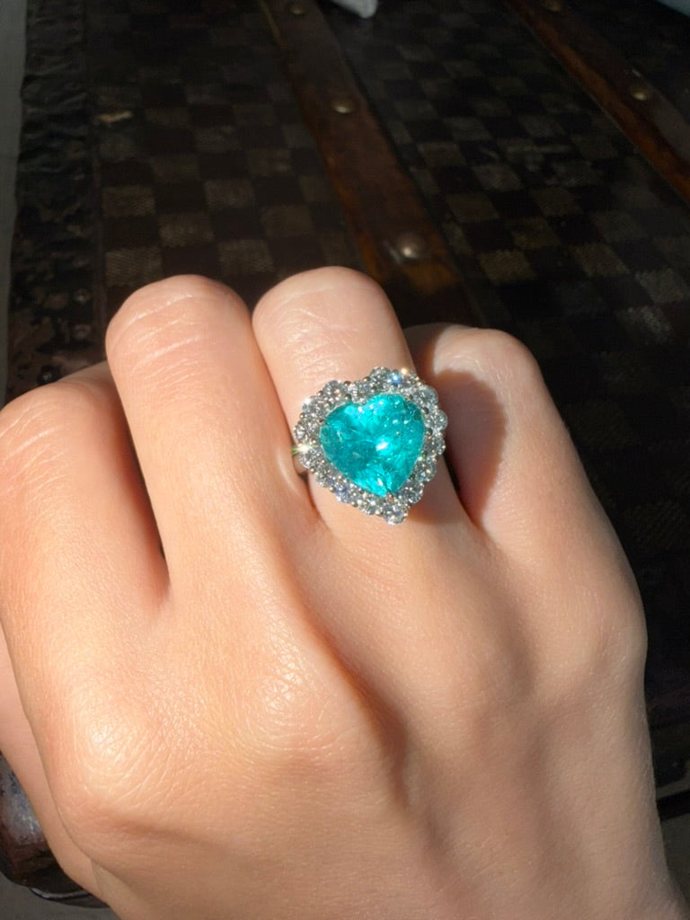 *NEW* Bespoke 5.22CT Heart Cut Paraiba Crown Bloom Ring