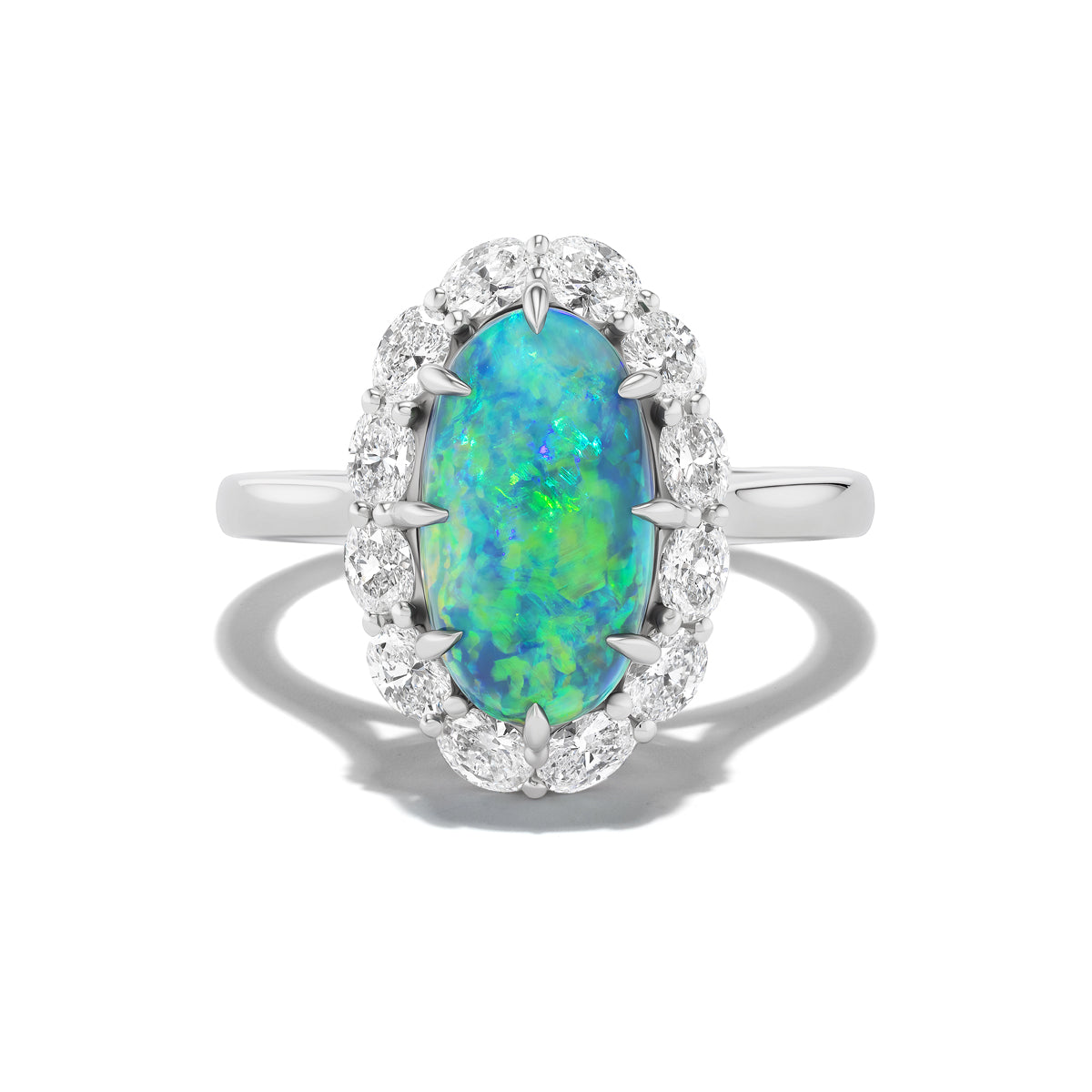 *NEW* 3.20 Carat “Bean” Australian Black Opal Ring with Oval Diamonds