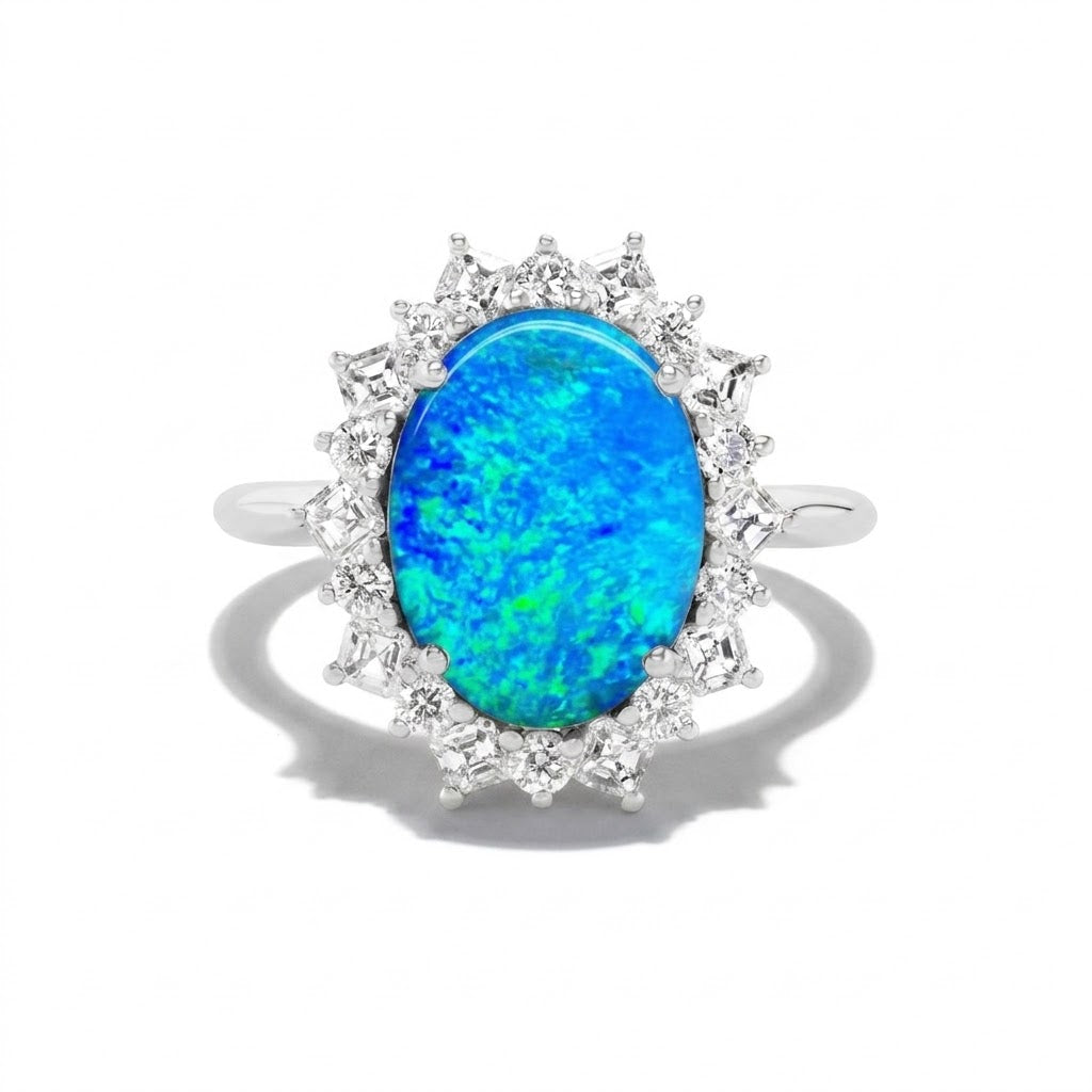 4.80CT Black Opal Mille Ring