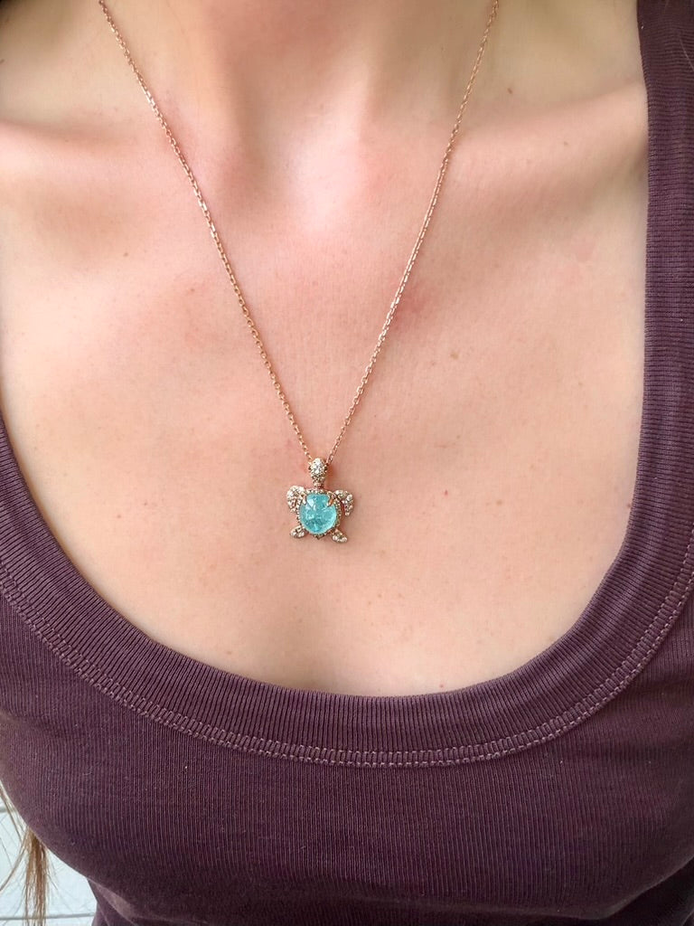 *NEW* 3.69CT Paraíba Turtle Pendant