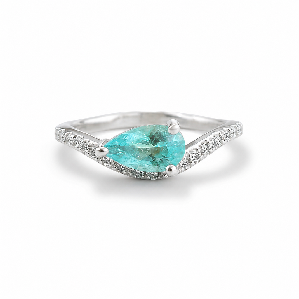 *NEW* Pavé Wave 0.56 Carat Pear Cut Paraíba Tourmaline Ring