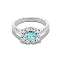 Bespoke 0.48CT East West Oval Cut Paraíba Tourmaline Bloom Pinky Ring