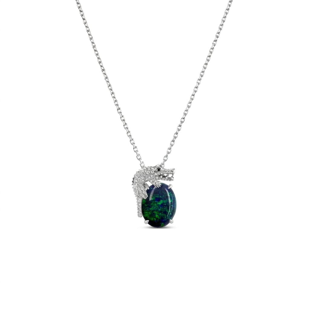 Alligator on a Black Opal