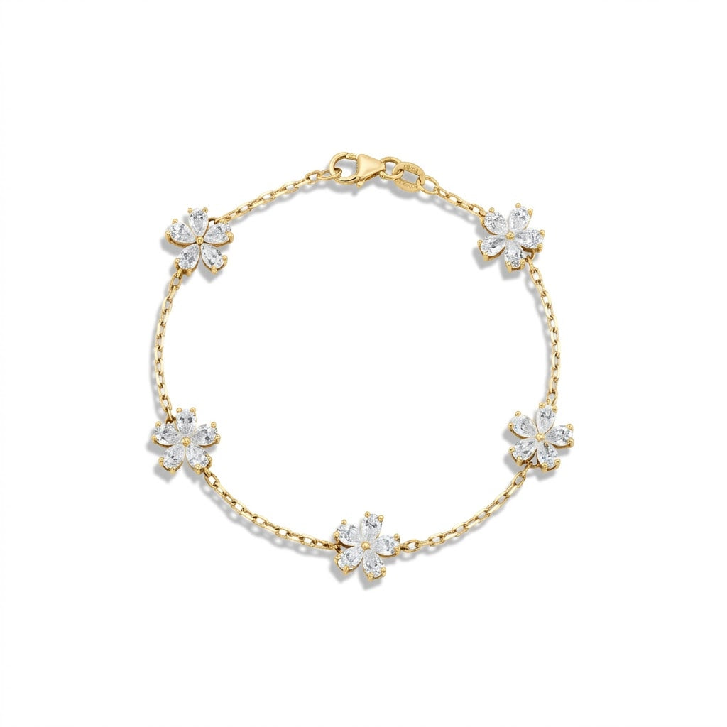 Mini Forget-Me-Not 5 Motif Diamond Bracelet