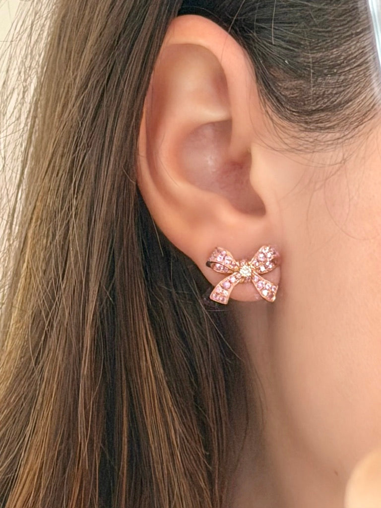 Pink Sapphire Bow Earrings