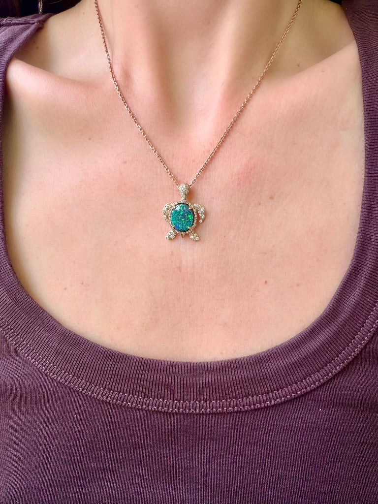 *NEW* 2.31CT Black Opal Turtle Pendant
