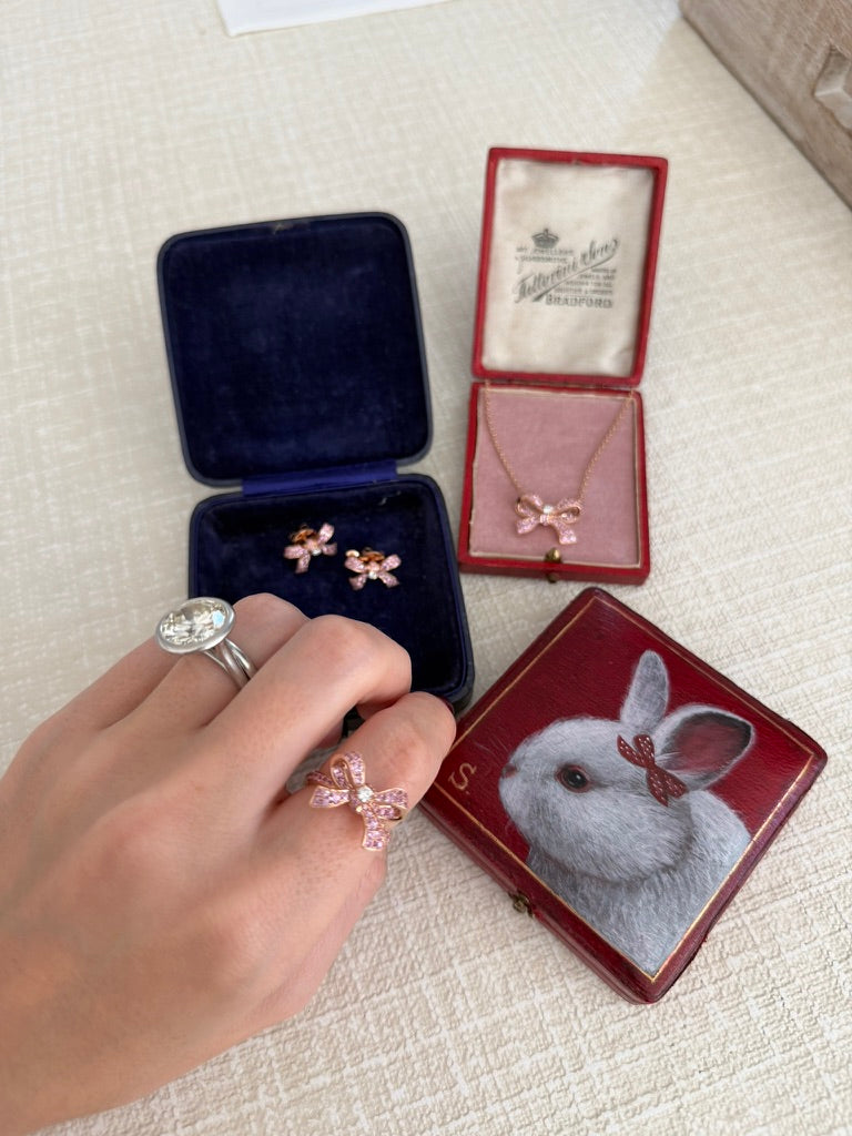 Pink Sapphire Bow Earrings
