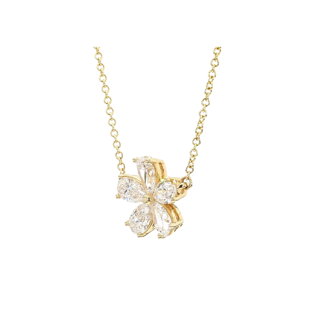 GIA Certified Forget-Me-Not Diamond Flower Pendant
