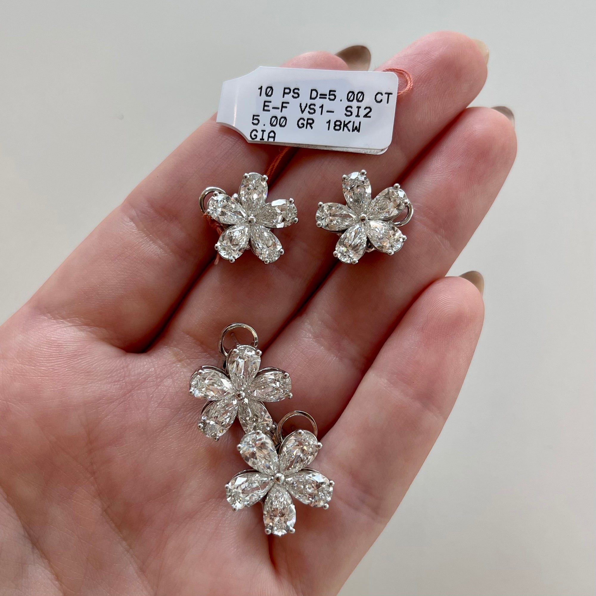 GIA Certified Forget-Me-Not Diamond Flower Earrings .50s