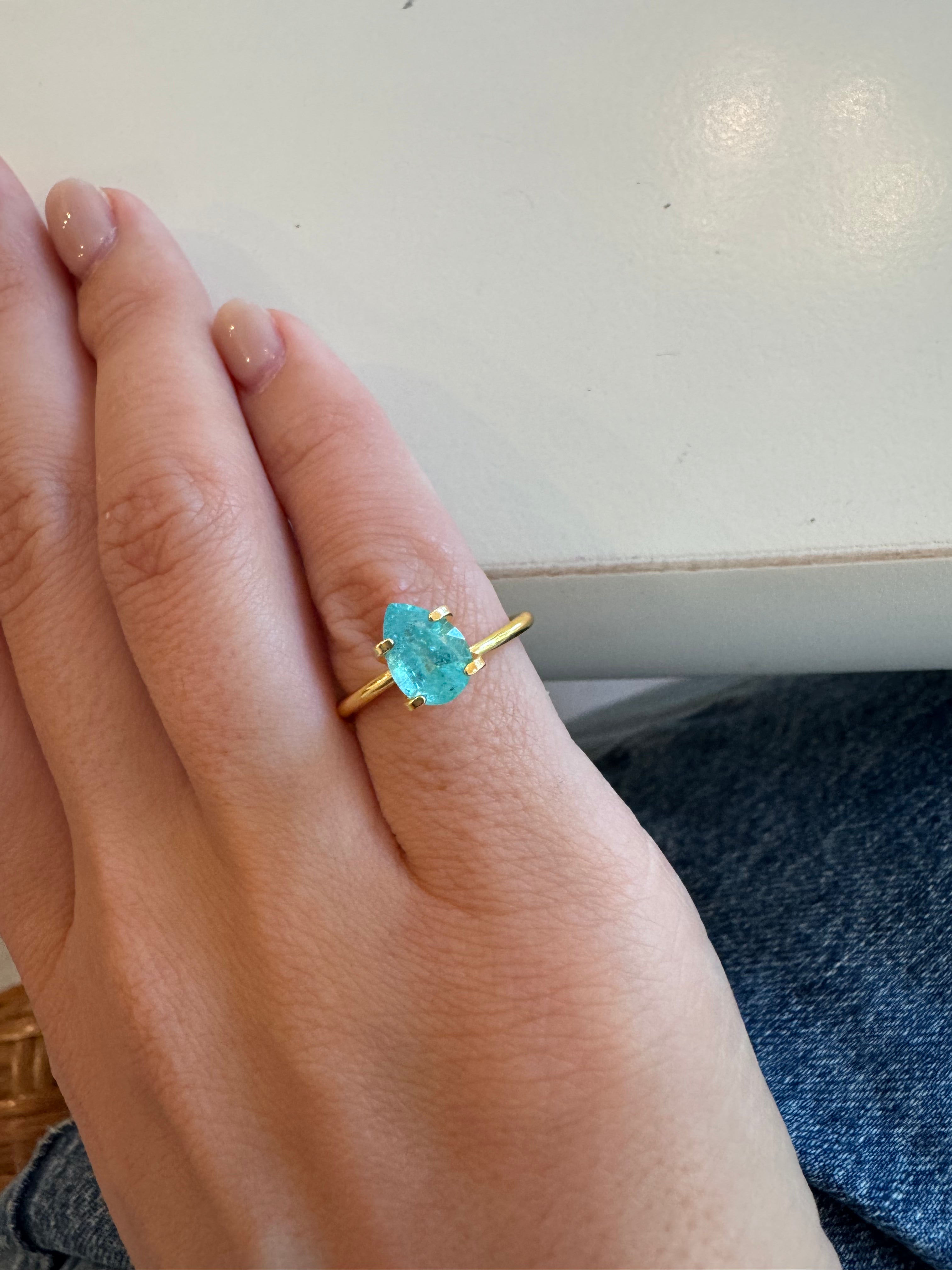 Bespoke 1.27 Carat Pear Paraíba Tourmaline