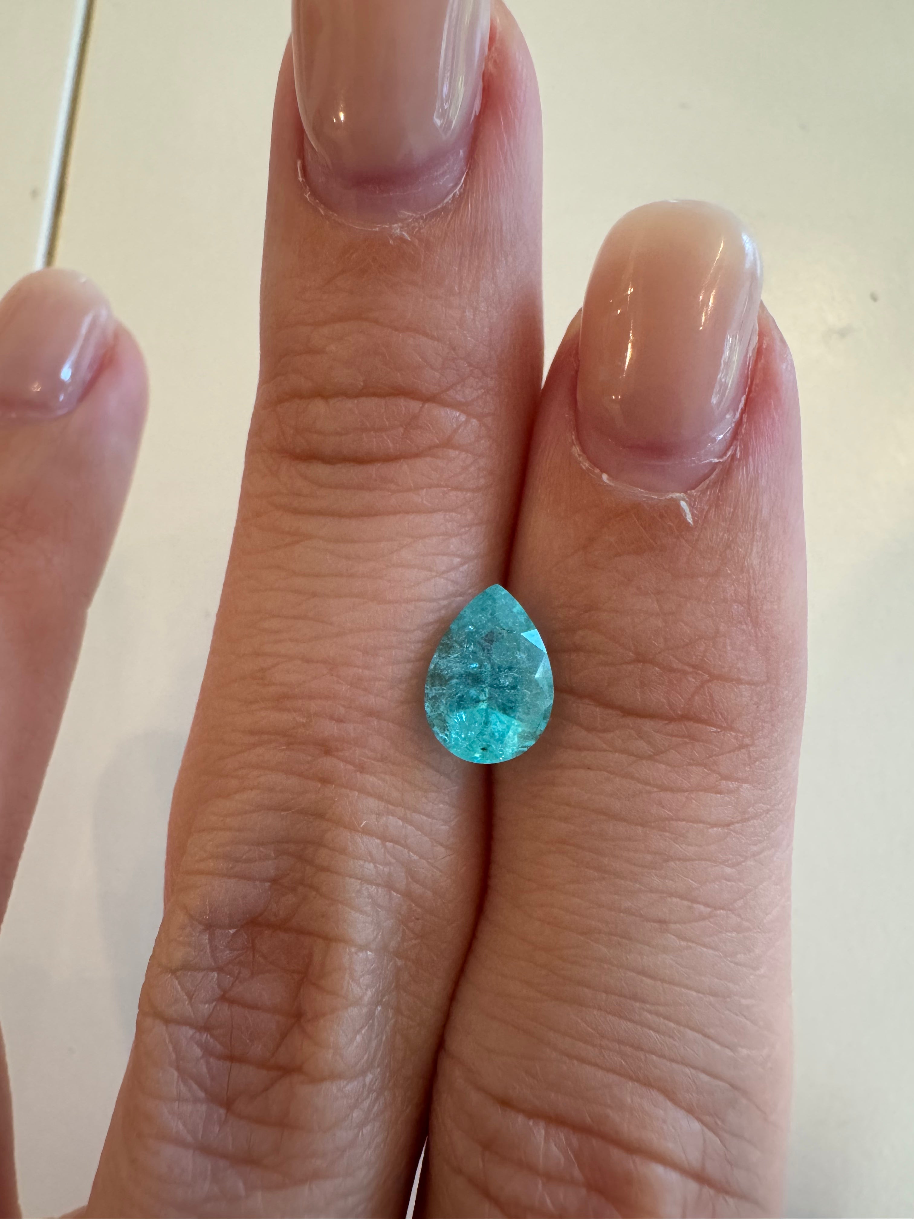 Bespoke 1.27 Carat Pear Paraíba Tourmaline