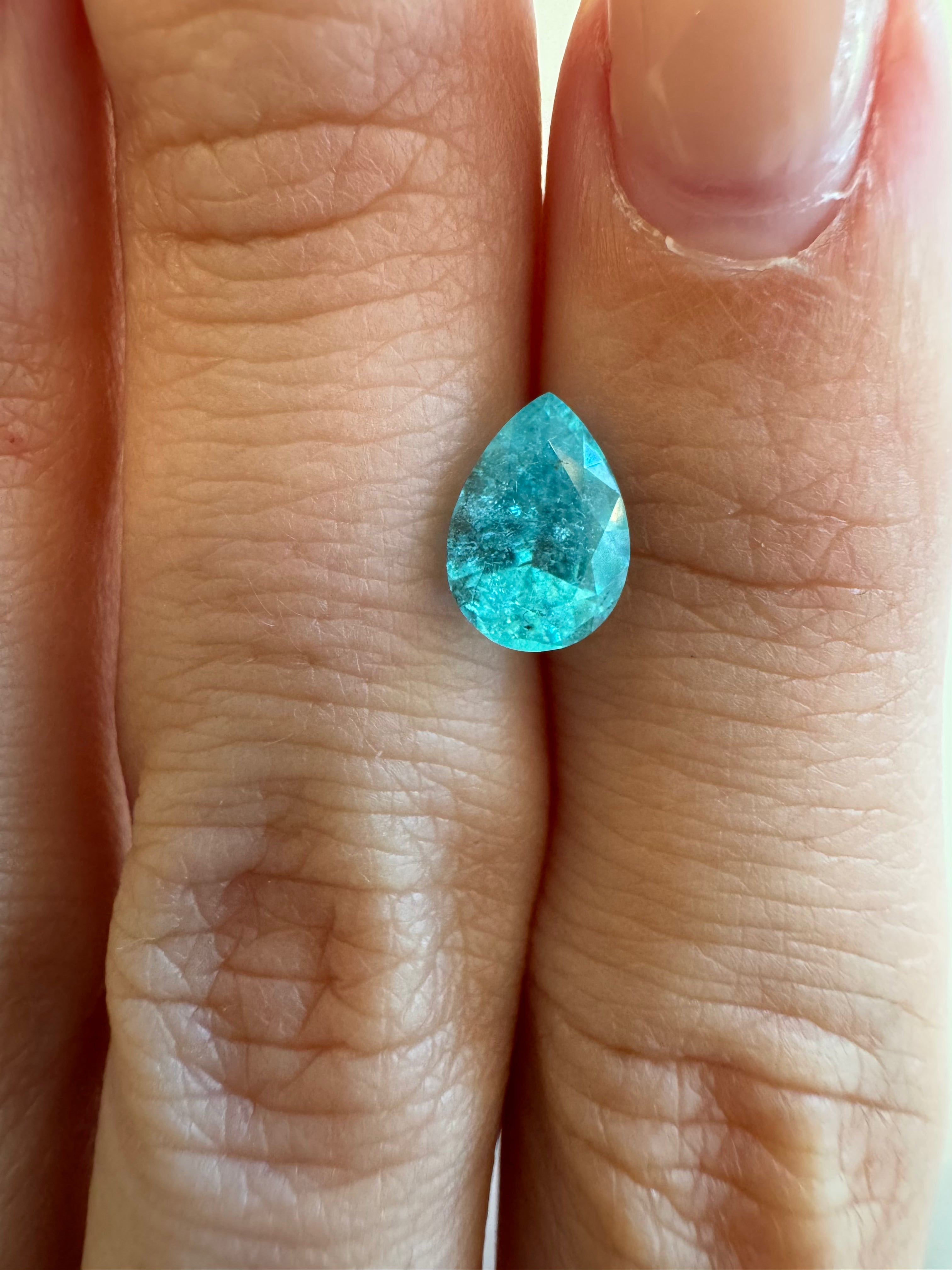 Bespoke 1.27 Carat Pear Paraíba Tourmaline