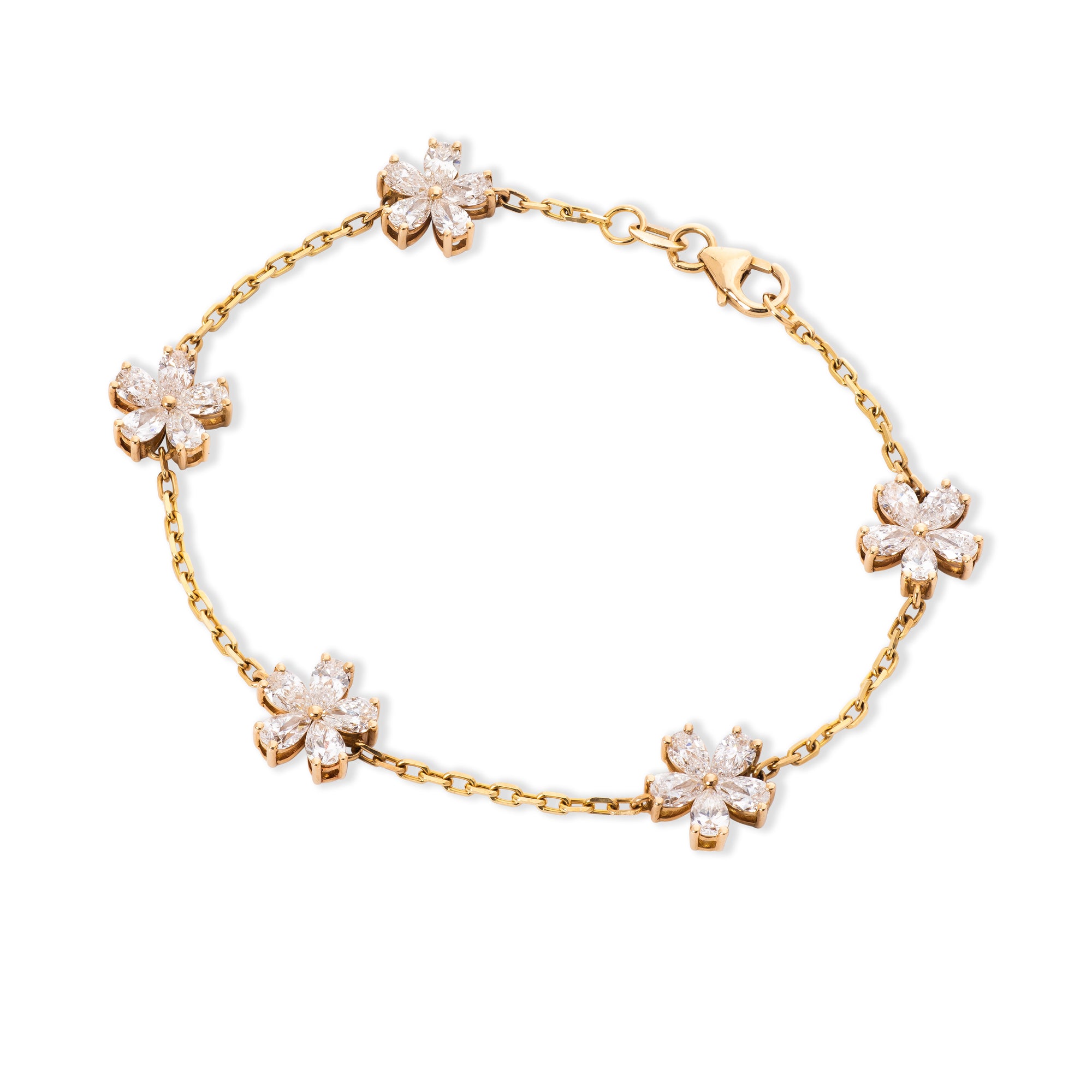 Mini Forget-Me-Not 5 Motif Diamond Bracelet