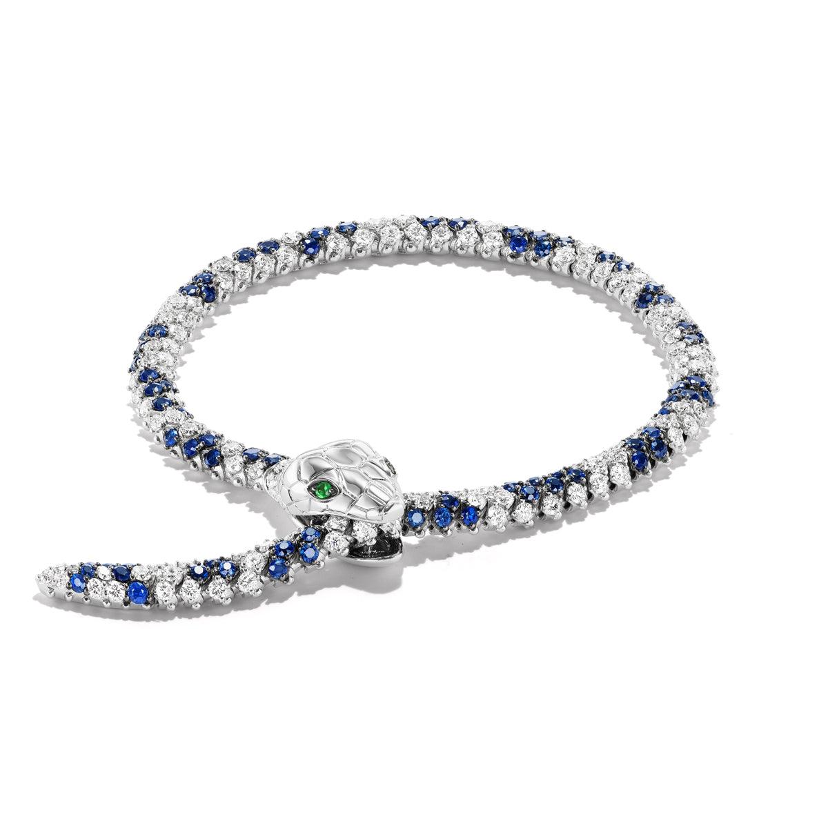 Nouveau Sapphire & Diamond Serpent Bracelet