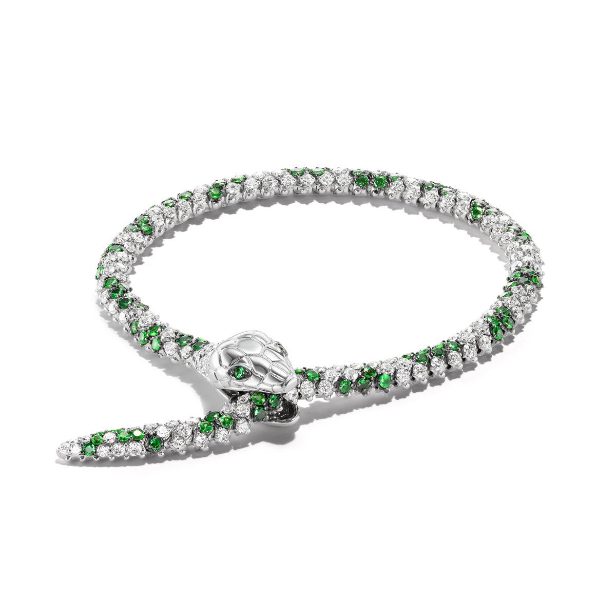Nouveau Tsavorite & Diamond Serpent Bracelet