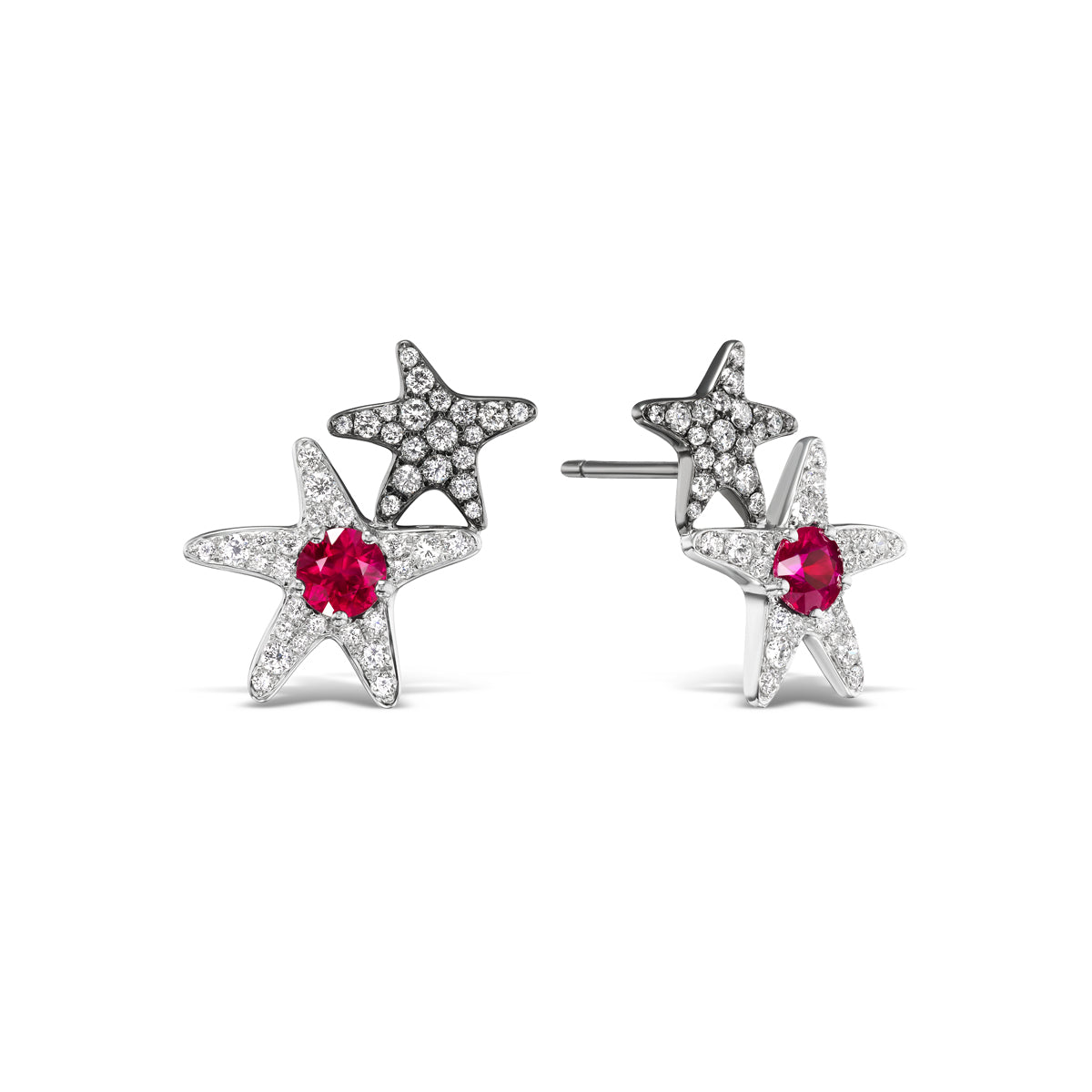 Burmese Ruby Starfish Earrings