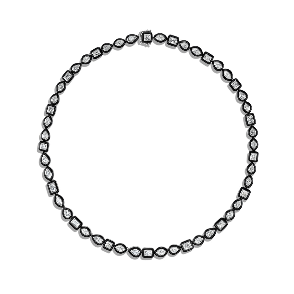 Black Onyx Jubilee Mixed Shape Diamond Necklace