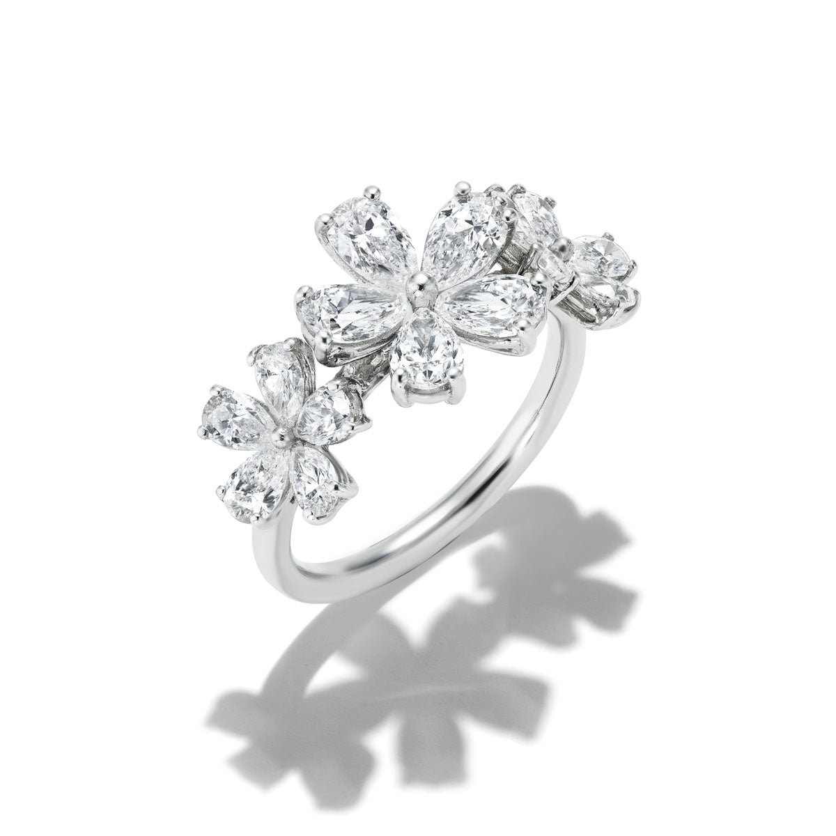 GIA Certified Forget-Me-Not Diamond Trilogy Ring