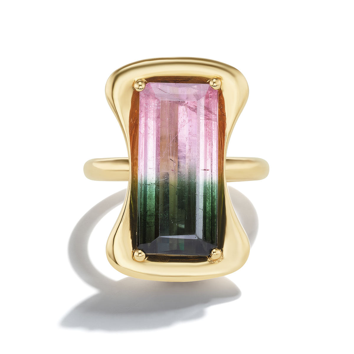 Watermelon Tourmaline Wave Ring