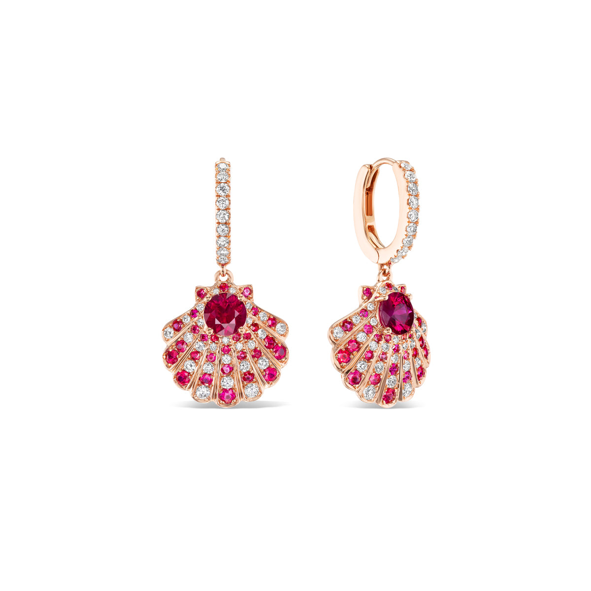 Burmese Ruby Seashell Earring