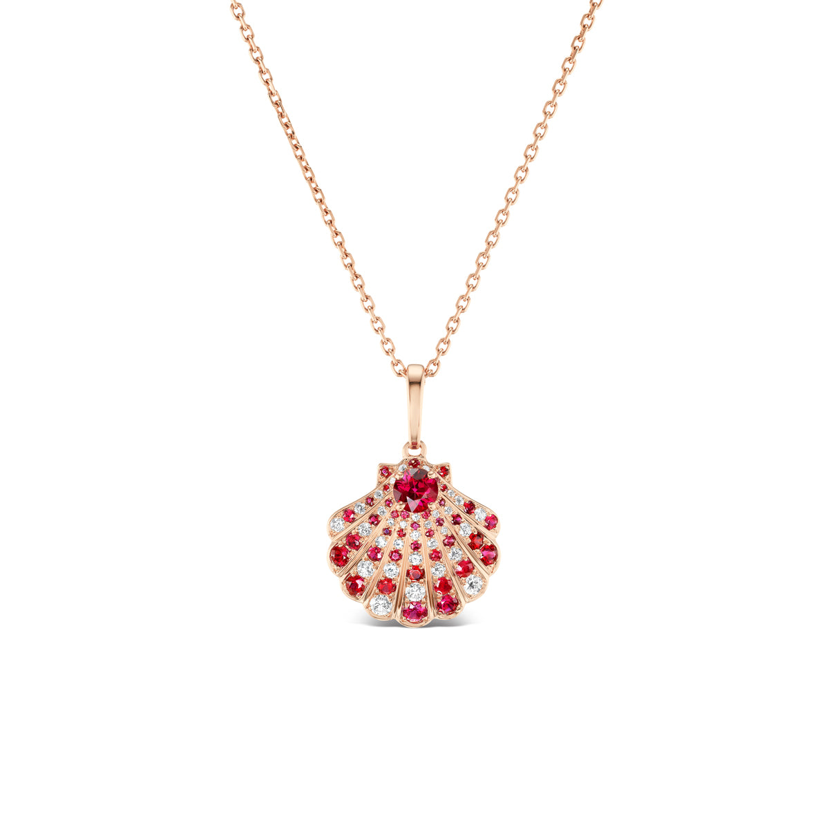 Burmese Ruby Seashell Pendant