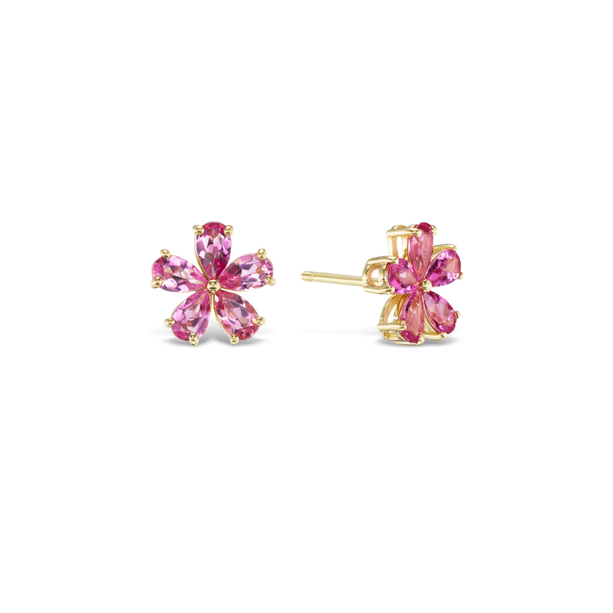 Small Forget-Me-Not Pink Tourmaline Earrings