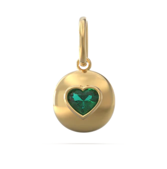 Classic Emerald Heart Saucer Charm