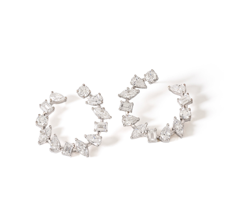 GIA Certified Mixed Shape Open Face Hoops
