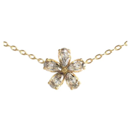 GIA Certified Forget-Me-Not Diamond Flower Pendant