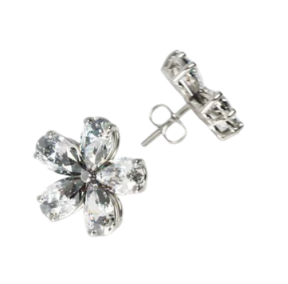 GIA Certified Forget-Me-Not Diamond Flower Earrings .30s