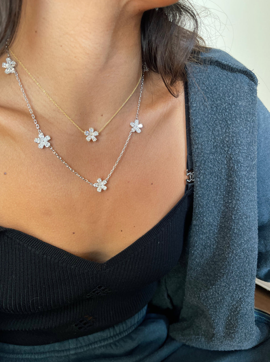 GIA Certified Forget-Me-Not Diamond Necklace