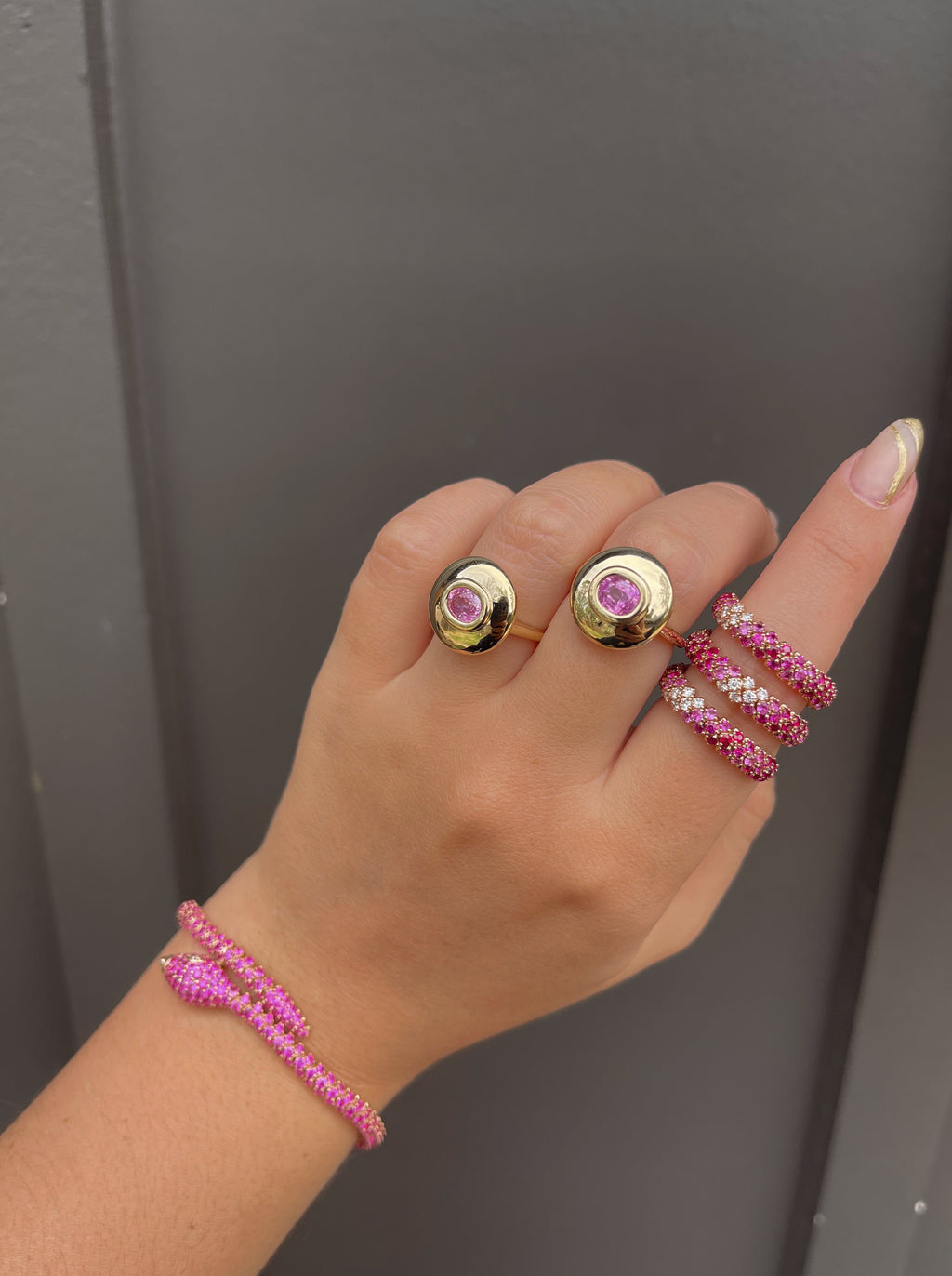 Hot Pink Serpentina Skin Ring