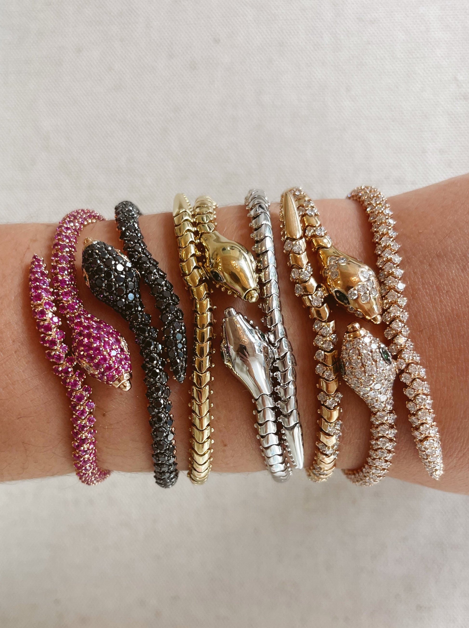 Diamond Eyes & Rattler Serpent Bracelet