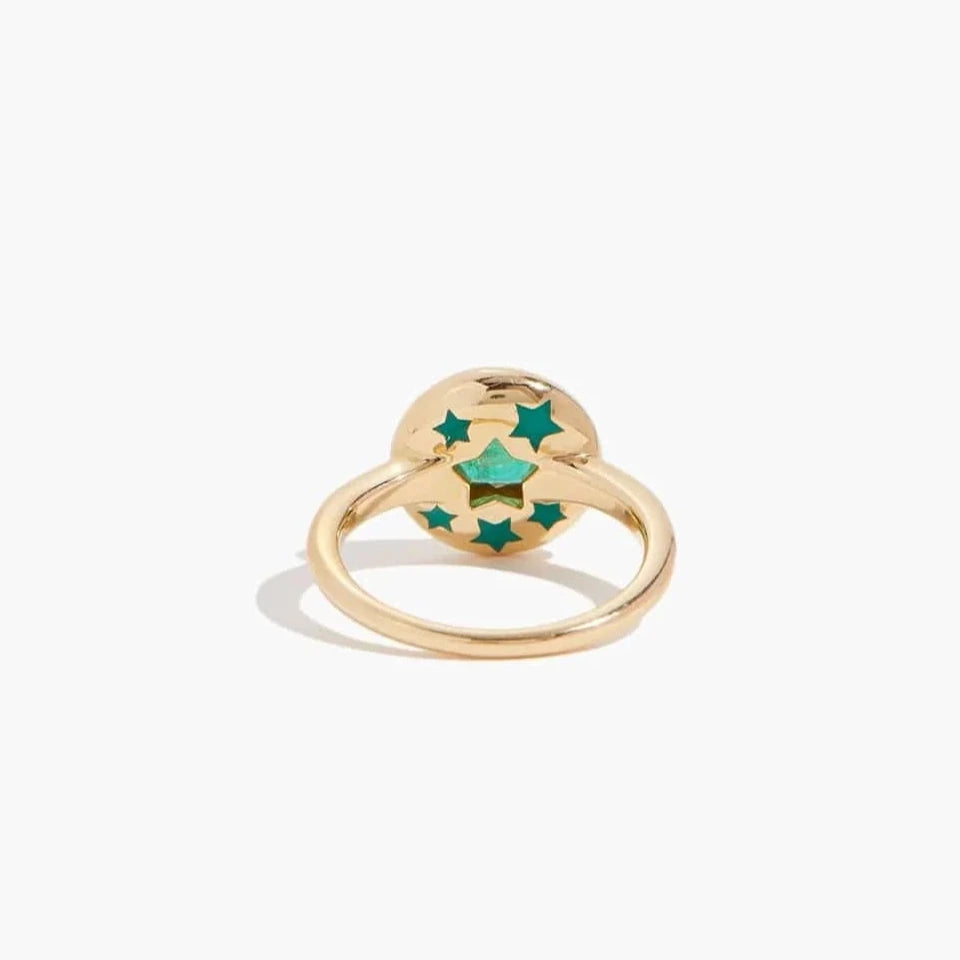 Evergreen Starburst Saucer Ring