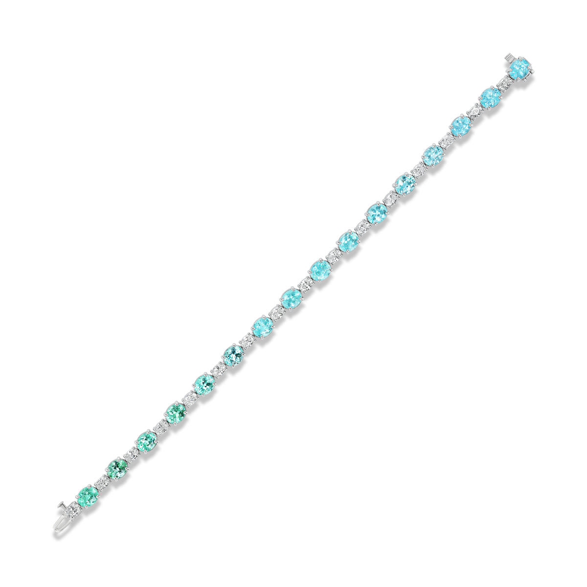 *NEW* Bespoke 10.13 Carat Oval Ombré Paraíba Tourmaline & Diamond Bracelet