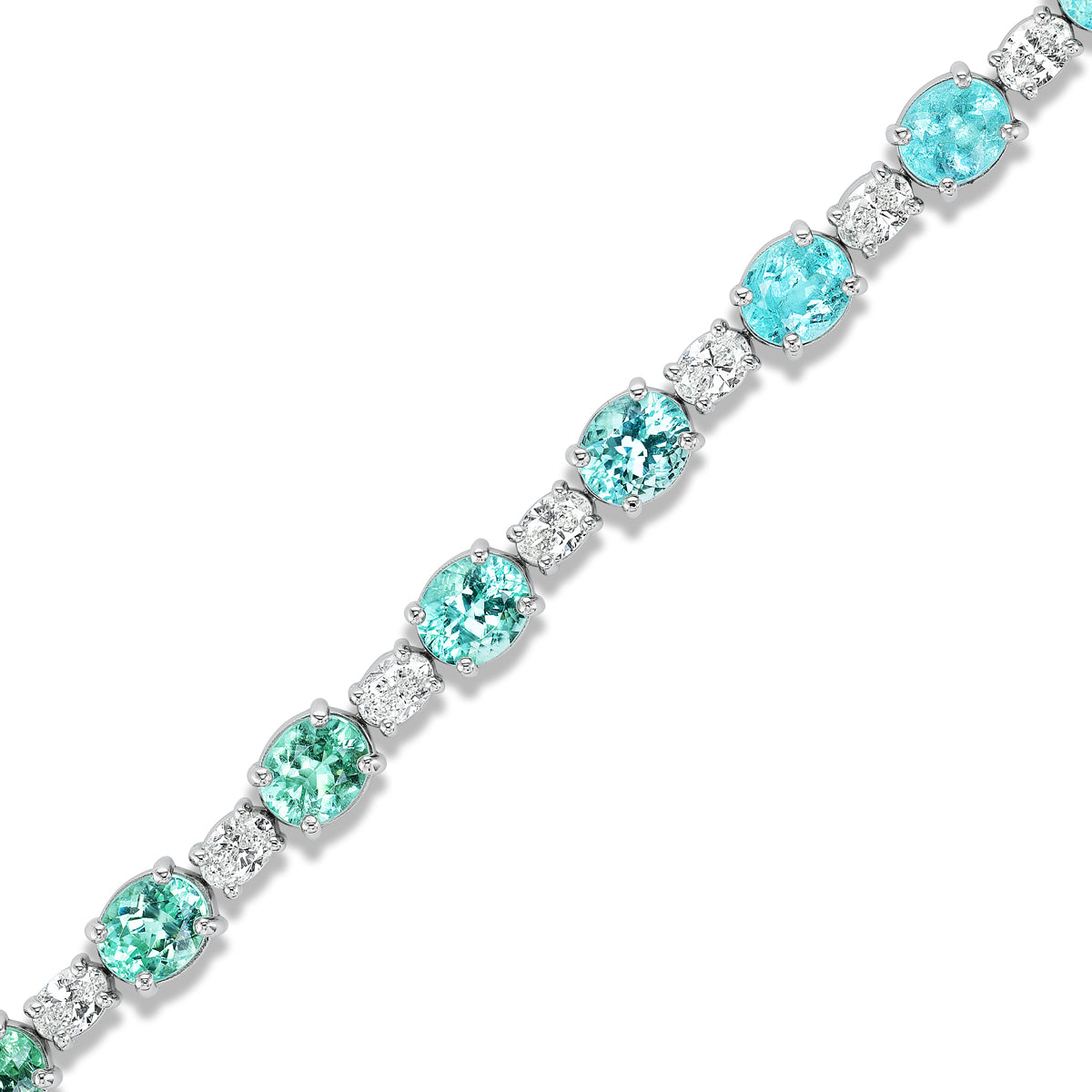 *NEW* Bespoke 10.13 Carat Oval Ombré Paraíba Tourmaline & Diamond Bracelet