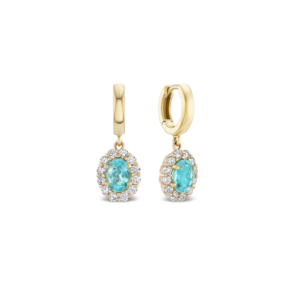 *NEW* Bespoke 1.64CTW Oval Cut Paraíba Tourmaline Bloom Earrings