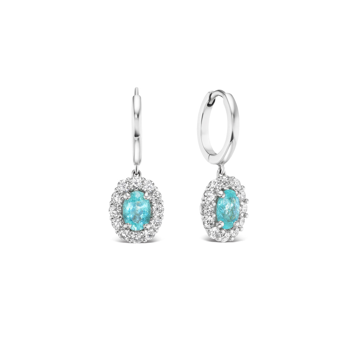 *NEW* Bespoke 0.91CTW Oval Cut Paraíba Tourmaline Bloom Earrings