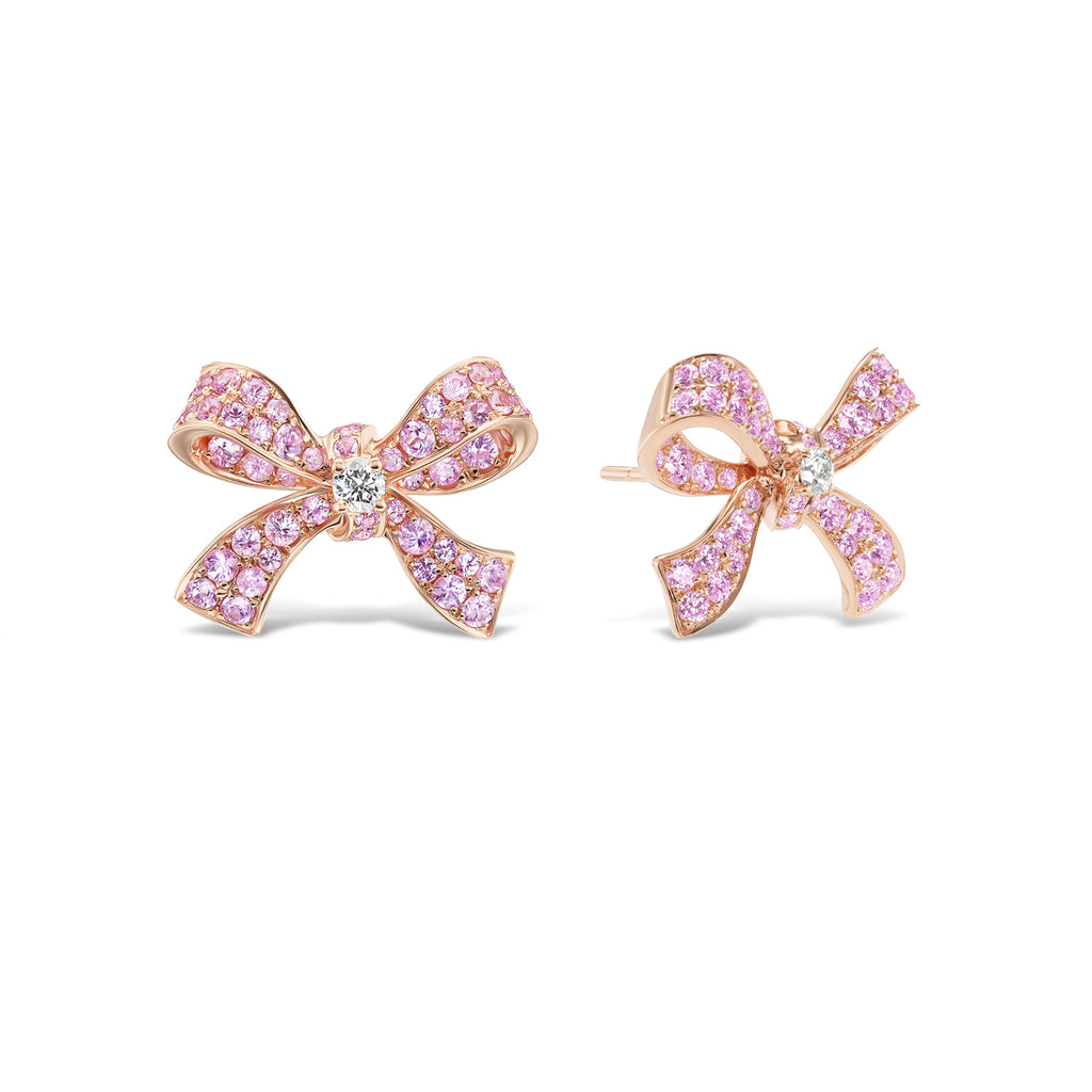 Pink Sapphire Bow Earrings