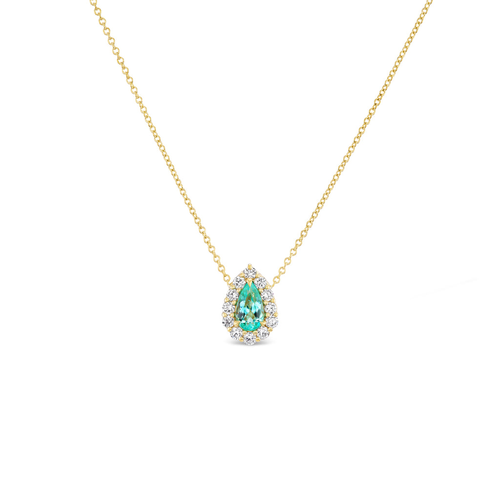 *NEW* Bespoke 0.65CT Pear Cut Paraiba Bloom Pendant