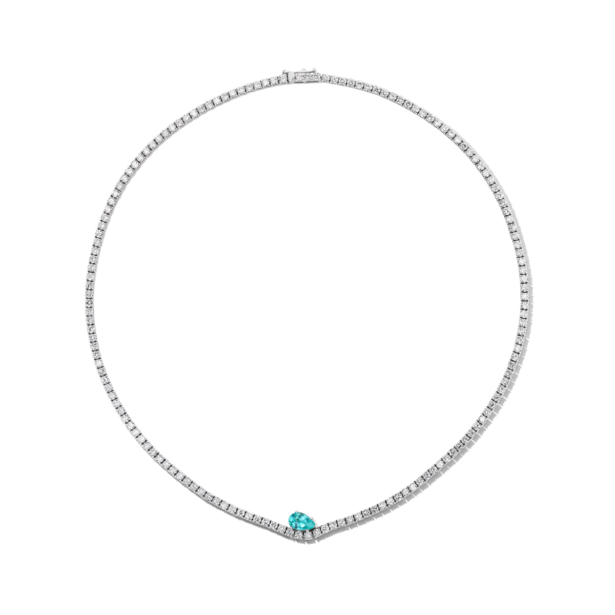 *NEW* Wave Diamond Tennis Necklace with 1.10CT Paraiba