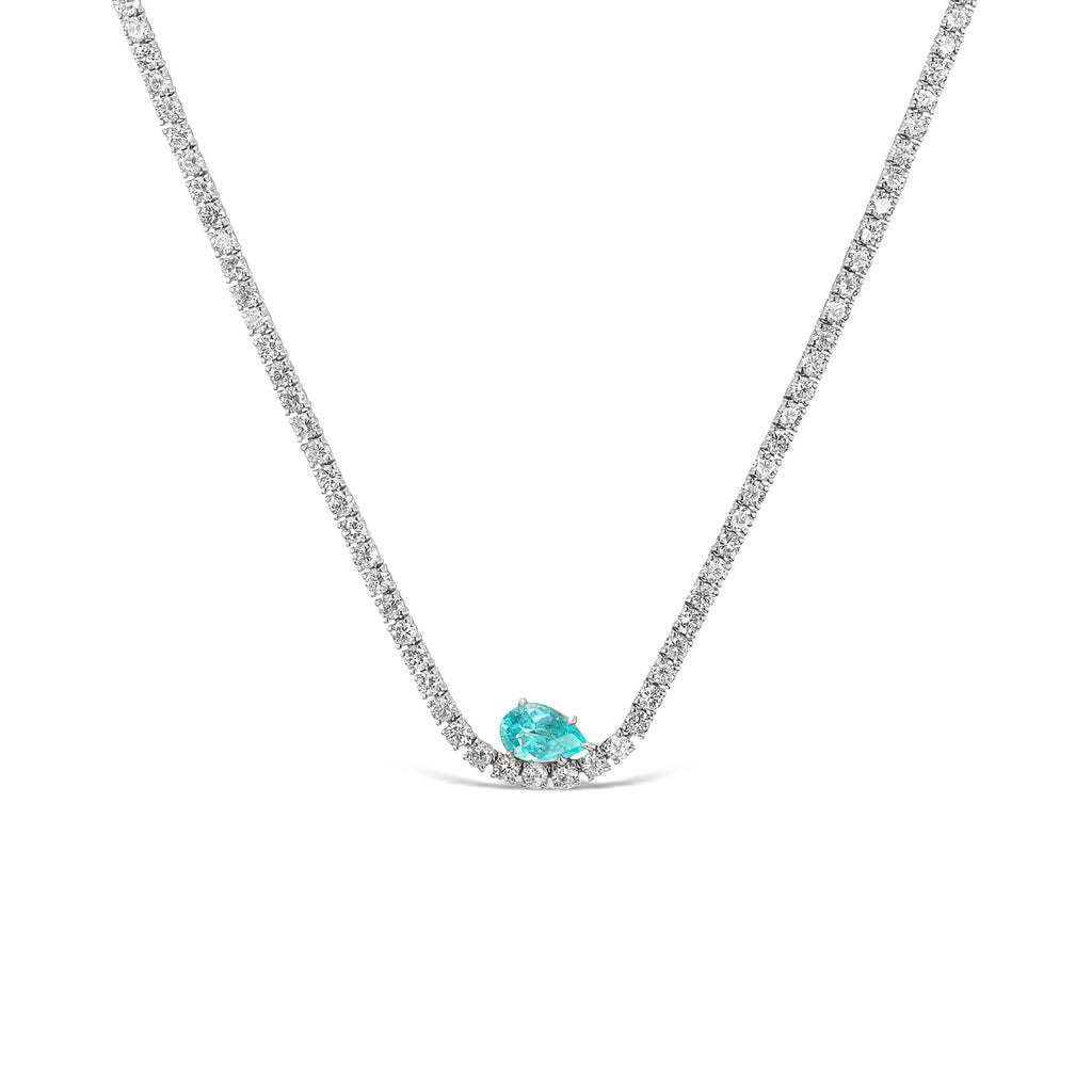 *NEW* Wave Diamond Tennis Necklace with 1.10CT Paraiba