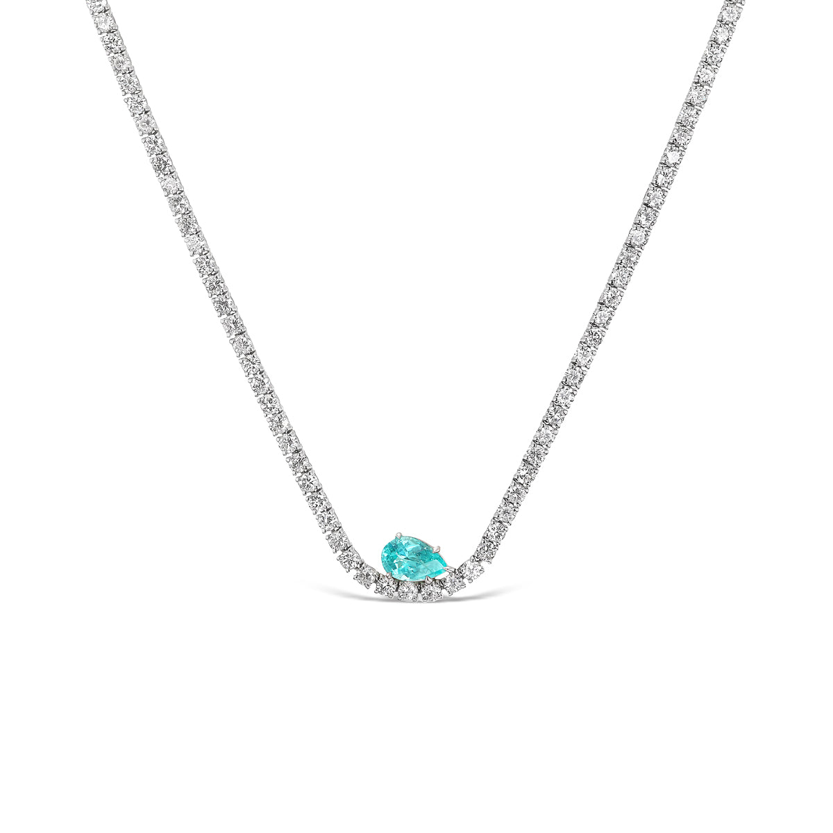 *NEW* Wave Diamond Tennis Necklace with 1.10CT Paraiba