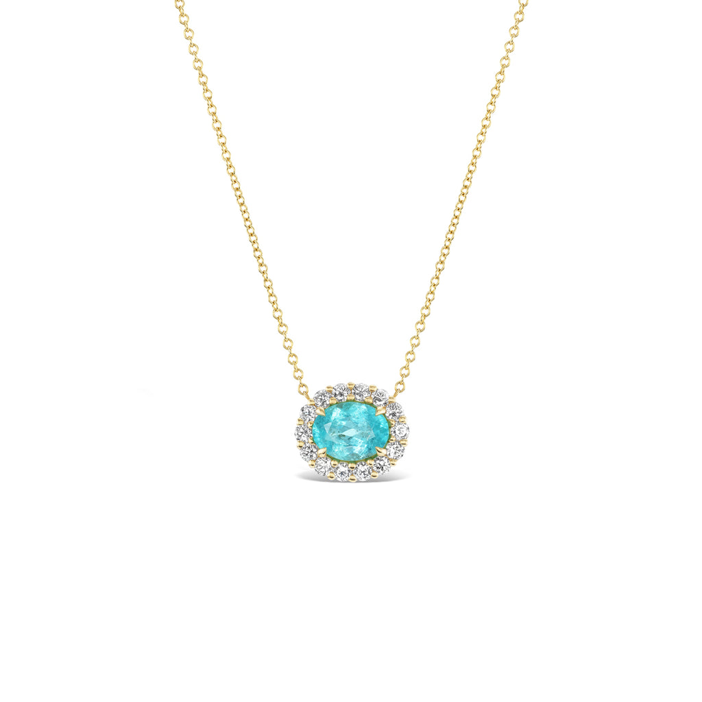 *NEW* Bespoke East West 1.12CT Oval Cut Paraiba Bloom Pendant